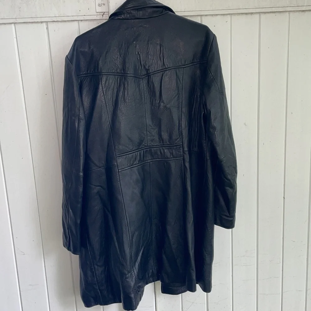 Vintage Harve  Benard Mid-length Black Leather Jacket Size XL - Picture 7 of 8